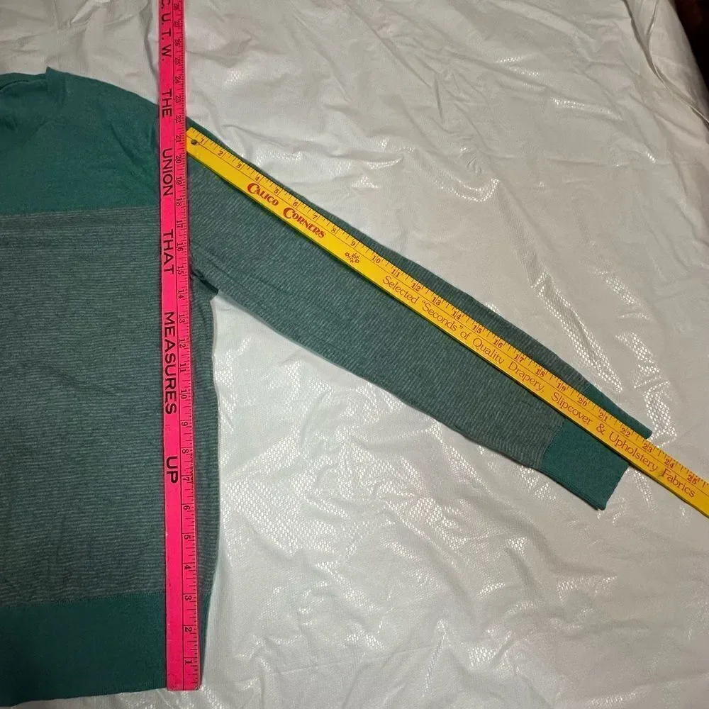 Banana Republic Pima Cotton blend teal striped crew neck sweater size small
